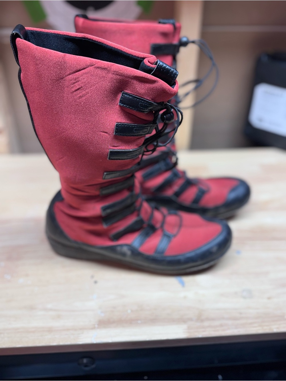 Aetrex Red and Black Lace-Up Women's Boots